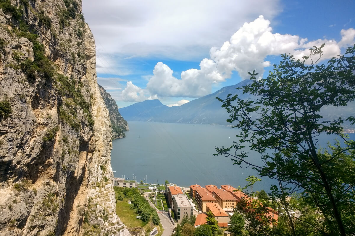 View of Campione del Garda from a hiking path in Tremosine